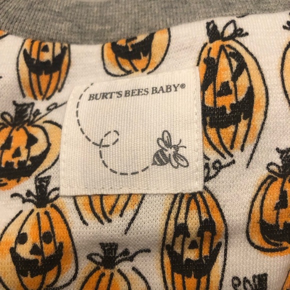 NWT Burt’s Bee Baby Heather Gray & Orange Squash Goals Organic Cotton PJ Set - Picture 6 of 10